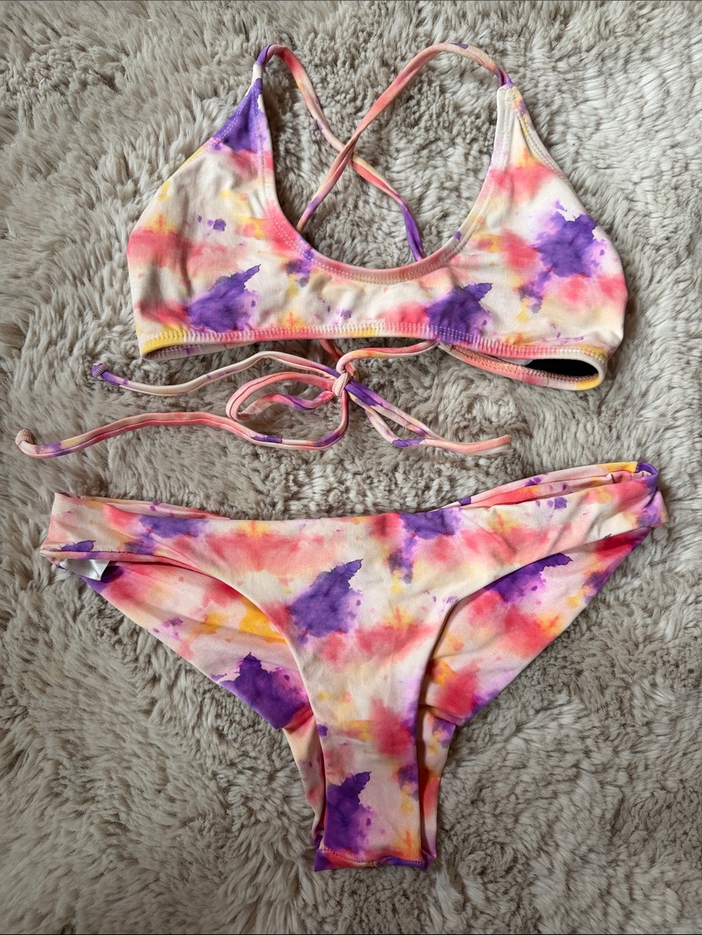 Tie-Dye Purple & Pink Women's Bikini Set